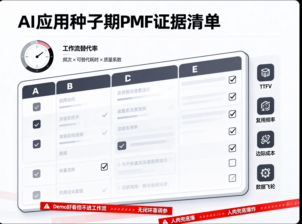 AI应用种子期的“PMF证据”到底是什么:一张清单帮你自检